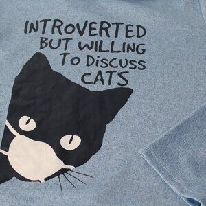 Introverted but willing to discuss cats Oversized Top KITTY EARS sz S